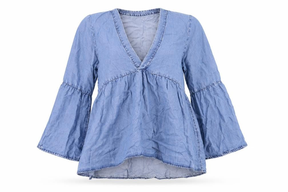 Front view of H&M women’s blue a-line, size UK 10