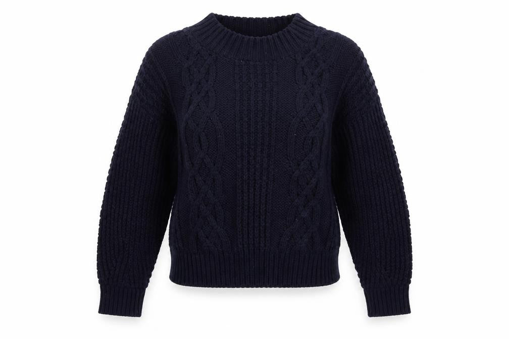 Front view of In the Style women’s blue jumper, size UK 6