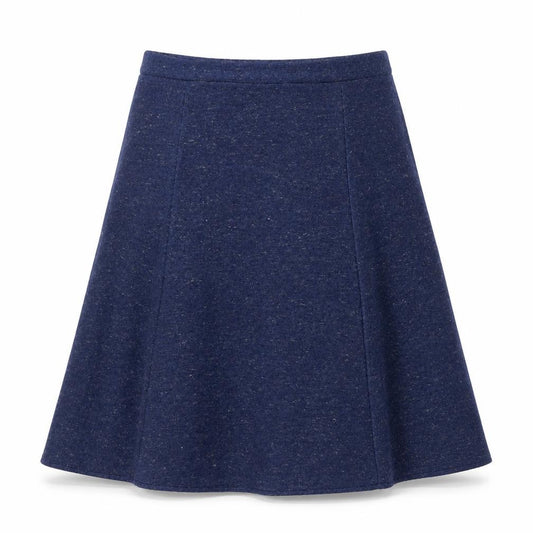 Front view of Heather Valley women’s blue flare skirt, size UK 14