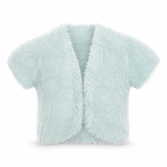 Front view of Next girls’ blue cardigan jumper, size 10, years