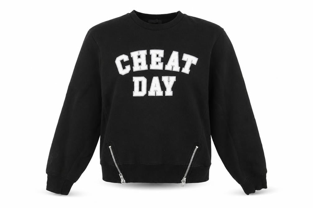 Front view of Primark women’s black pullover sweatshirt, size UK 6, - cheat day