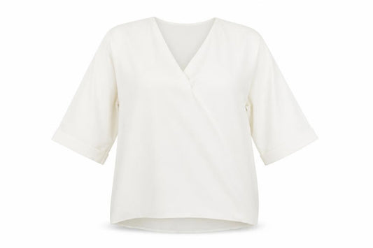 Front view of F&F women’s white basic blouse, size S