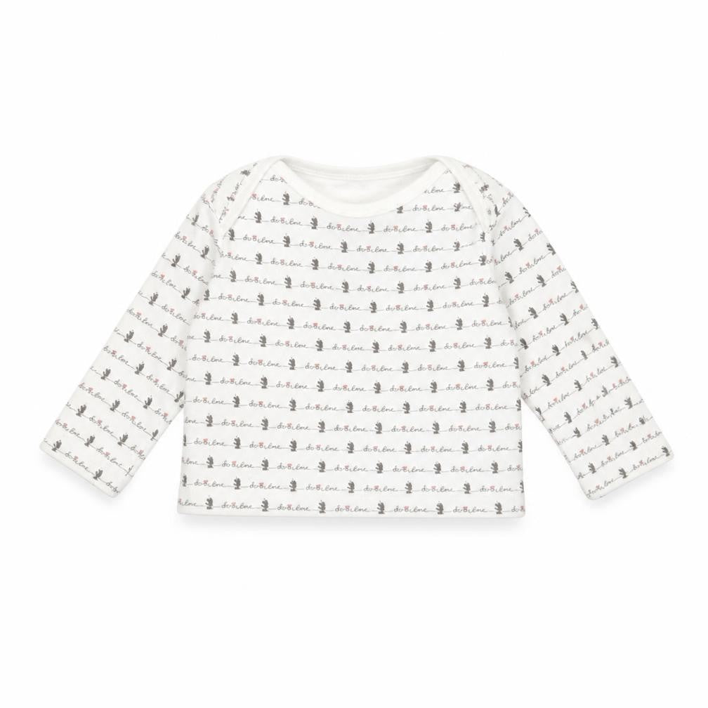 Front view of Disney girls’ white basic t-shirt, size 6-9, months