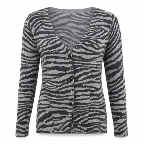 ALTER Womens Grey Animal Print  Cardigan Jumper Size S