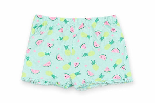 Front view of Preworn boys’ green sweat shorts, size 2, years