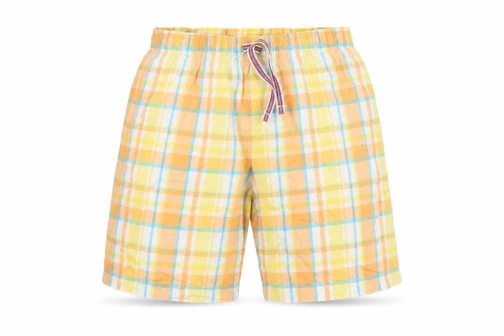 M&S Girls Yellow Check  Mom Shorts Size 9 Years