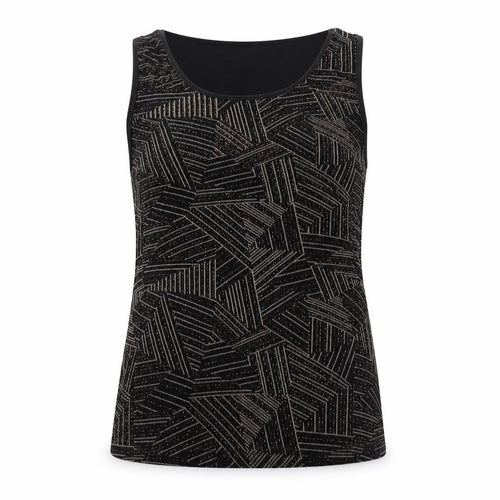 Roman Womens Black Geometric  Basic Blouse Size S