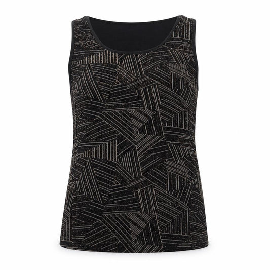 Front view of Roman women’s black geometric basic blouse, size S