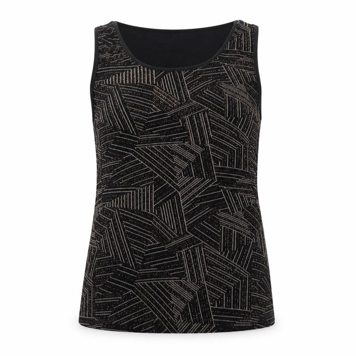 Roman Womens Black Geometric  Basic Blouse Size S