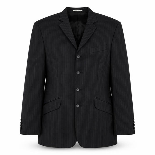 Front view of Next women’s blue striped jacket suit jacket, size UK 4