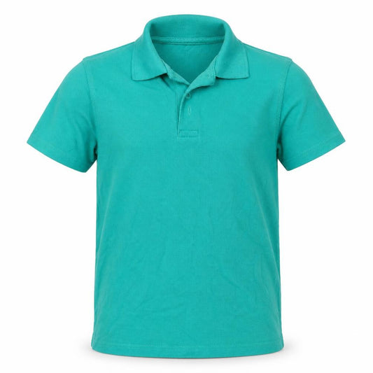 Front view of George boys’ green basic polo, size 10-11, years