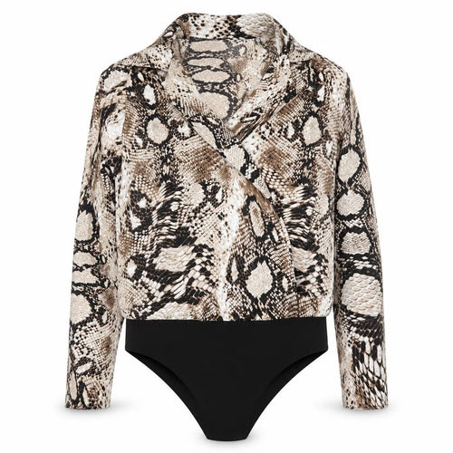 Quiz Womens Brown Animal Print  Bodysuit One-Piece Size 10