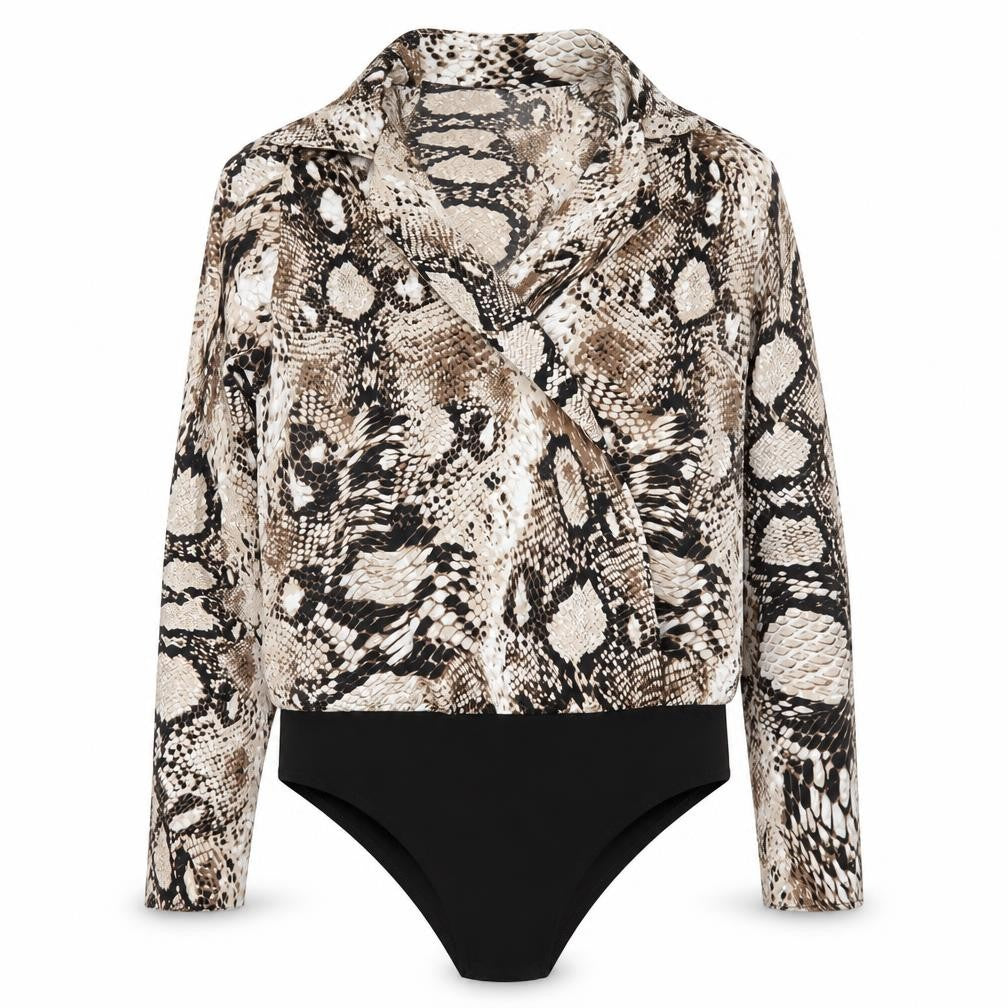 Quiz Womens Brown Animal Print  Bodysuit One-Piece Size 10