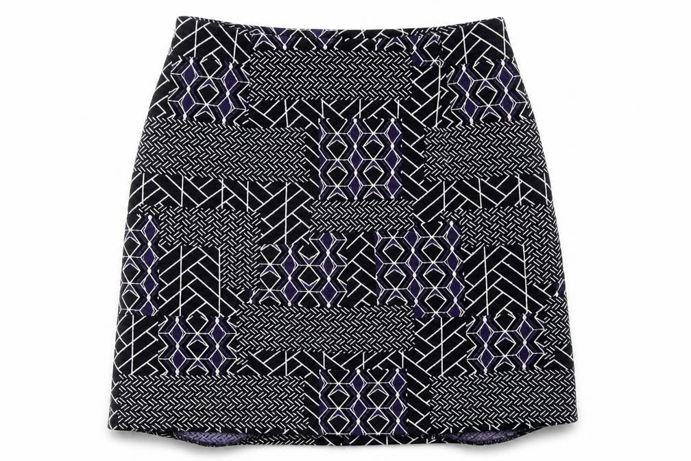 New Look Womens Blue Geometric  A-Line Skirt Size 6