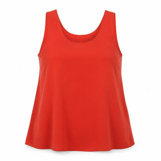 Front view of Atmosphere women’s red basic tank, size UK 14