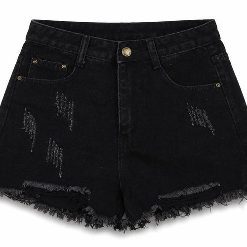 Preworn Womens Black  Denim Hot Pants Shorts Size 27 in