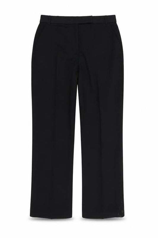 Front view of ASOS women’s black trousers, size UK 12, 27-inch leg