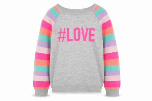 Front view of Place girls’ grey striped jumper, size 5, years