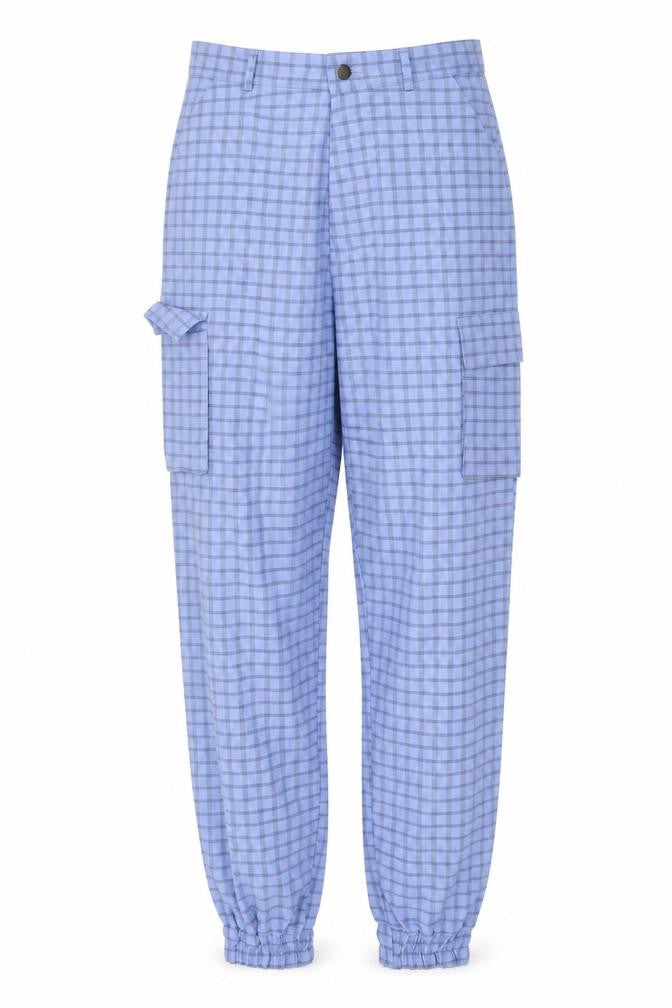 Missguided Womens Blue Check  Trousers  Size 8 L30 in