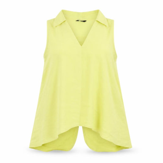 Front view of F&F women’s yellow basic blouse, size UK 12