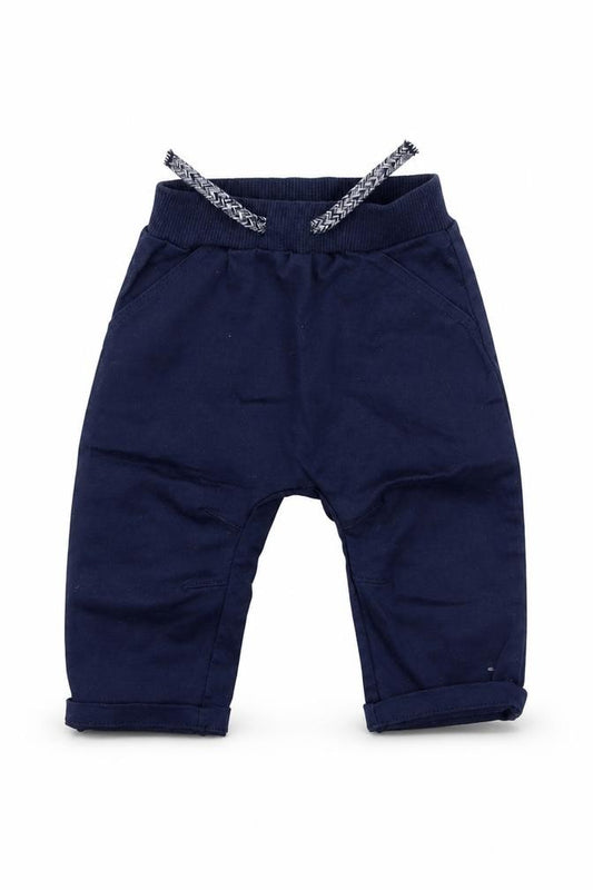 Front view of George boys’ blue cargo trousers, size 3-6, months