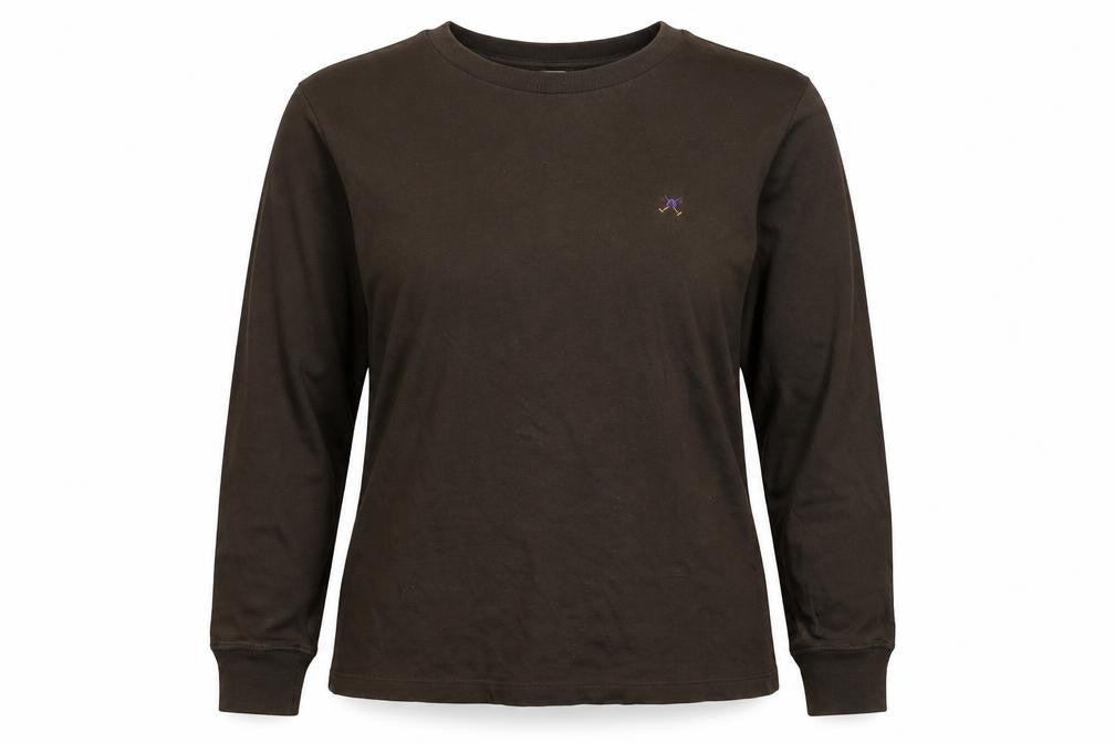 Front view of Solo Play women’s grey pullover sweatshirt, size M