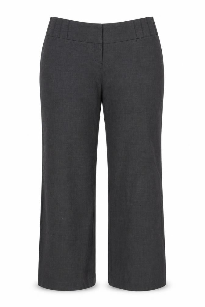 Front view of Next women’s grey trousers, size UK 16, 24-inch leg