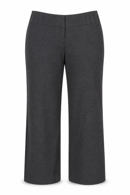 Front view of Next women’s grey trousers, size UK 16, 24-inch leg