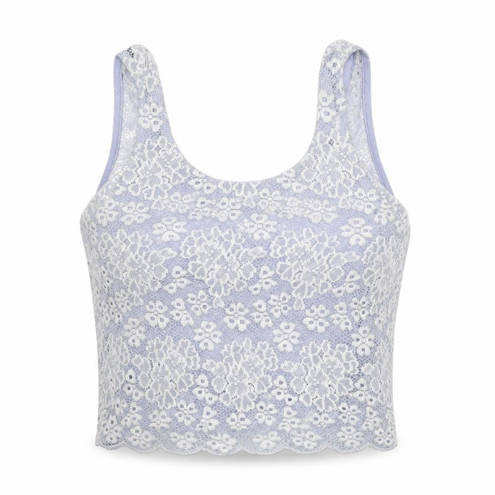 Topshop Womens Blue Floral  Cropped Tank Size 8