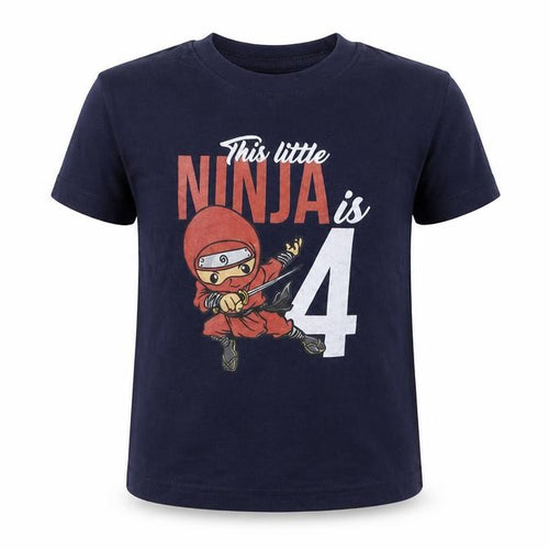 Matalan Boys Blue   Basic T-Shirt Size 4 Years  - This little ninja is 4