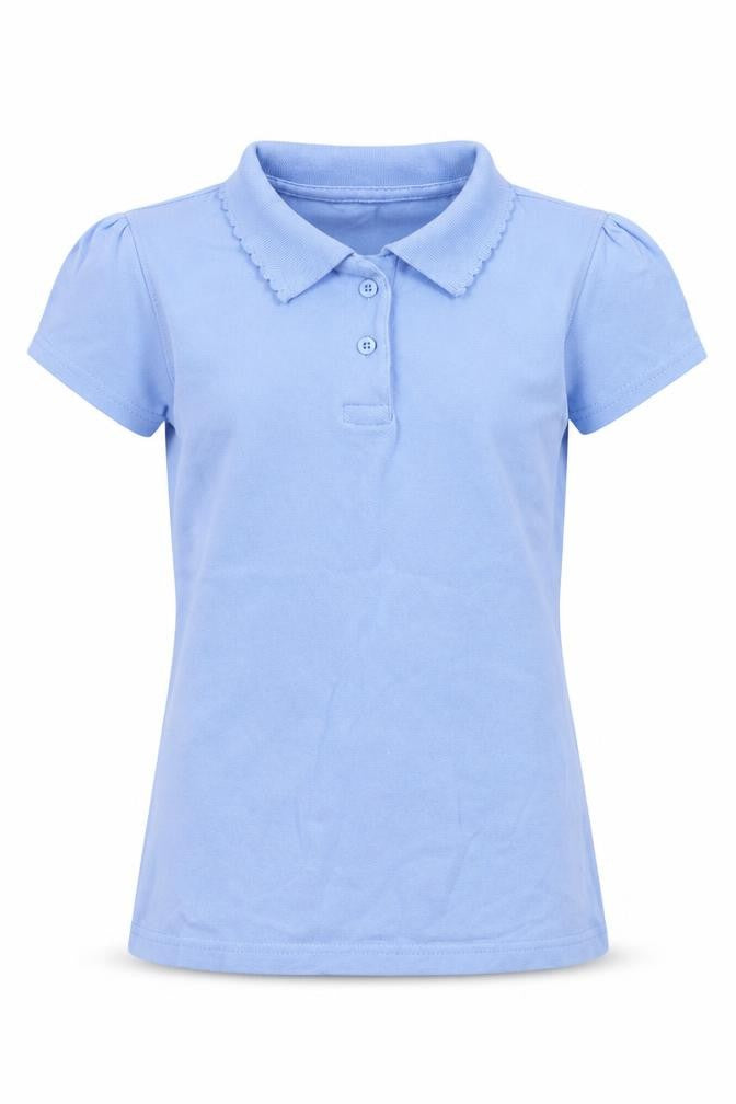Front view of George girls’ blue basic polo, size 8-9, years
