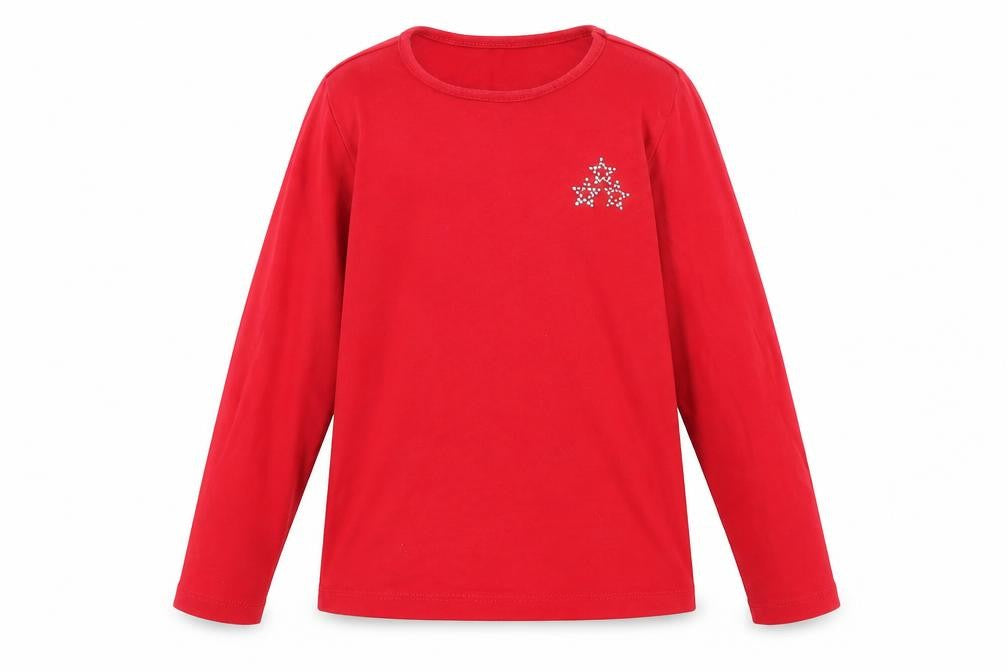 Front view of St Bernard girls’ red basic t-shirt, size 5, years