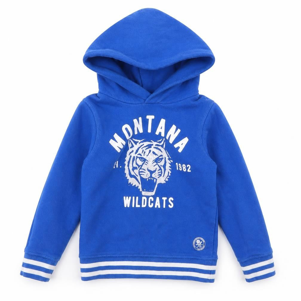 Front view of H&M girls’ blue pullover hoodie, size 5, years