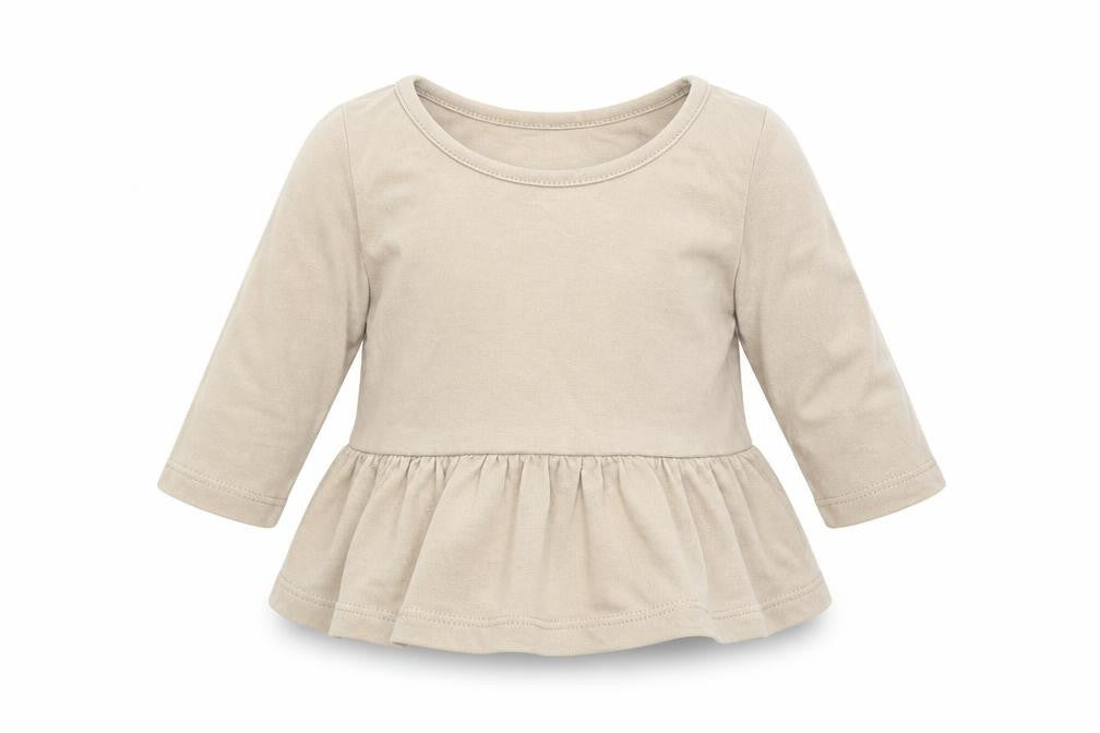 Front view of H&M girls’ brown basic t-shirt, size 0-3, months