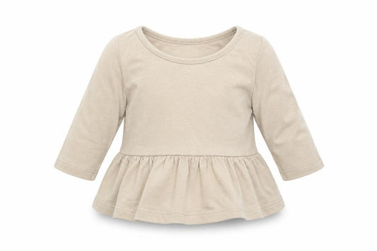 Front view of H&M girls’ brown basic t-shirt, size 0-3, months