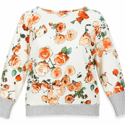 Daisylayla Womens White Floral  Pullover Jumper Size S
