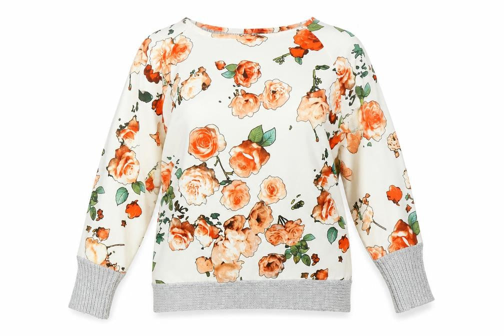 Daisylayla Womens White Floral  Pullover Jumper Size S