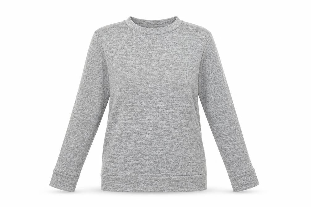 Front view of Femme Luxe women’s grey jumper, size S