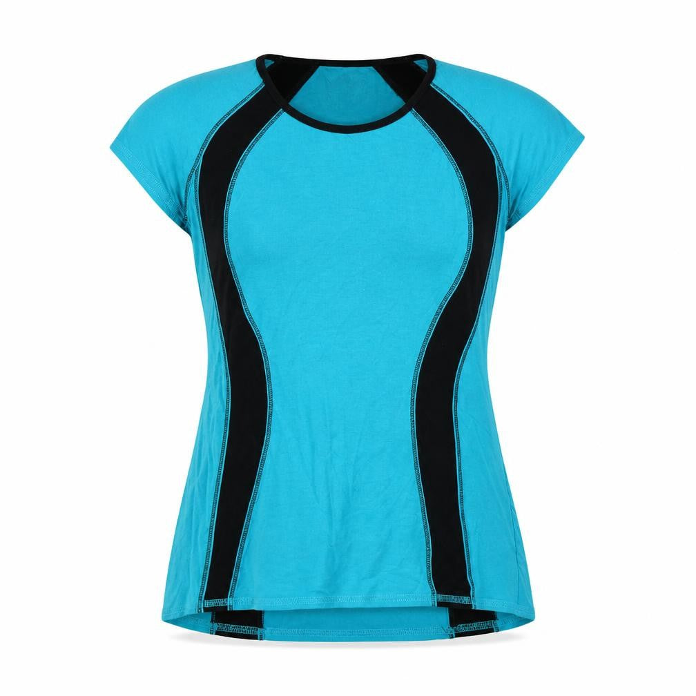 Front view of Marks & Spencer women’s blue basic t-shirt, size UK 8