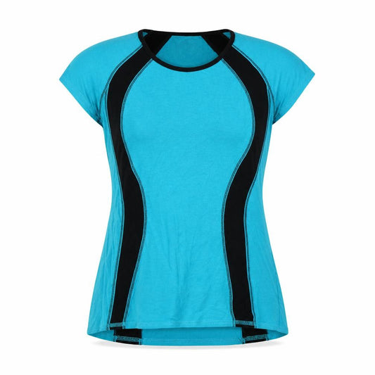 Front view of Marks & Spencer women’s blue basic t-shirt, size UK 8