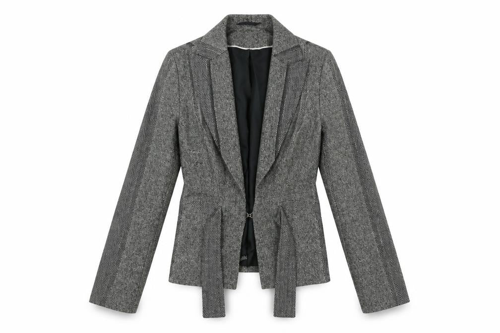 Front view of Wallis women’s brown herringbone jacket, size UK 8