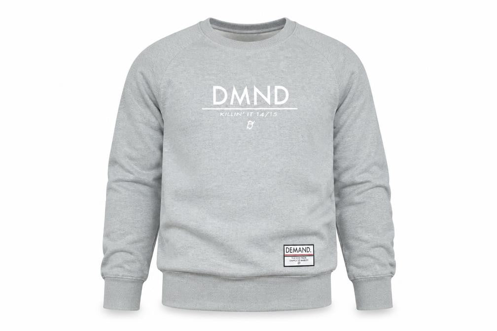 Front view of DMND men’s grey jumper, size S