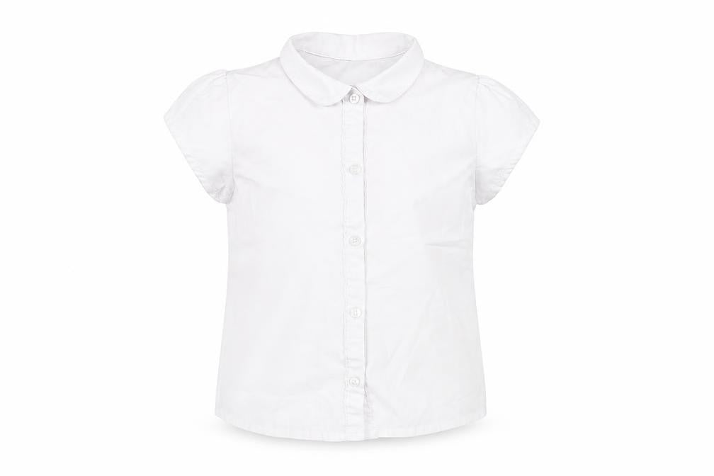 Front view of George girls’ white basic button-up, size 6-7, years