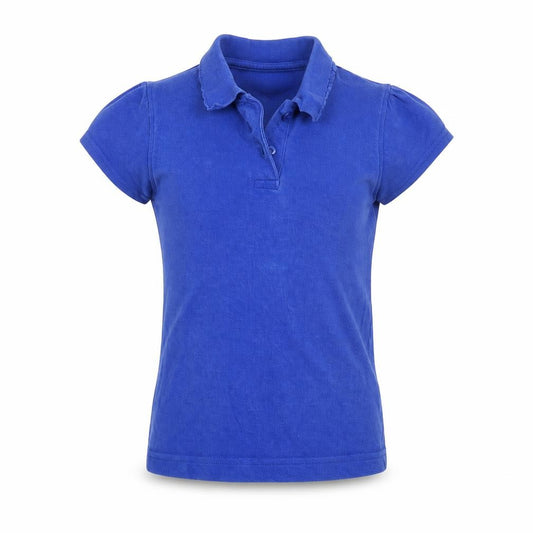 Front view of George girls’ blue basic polo, size 7-8, years