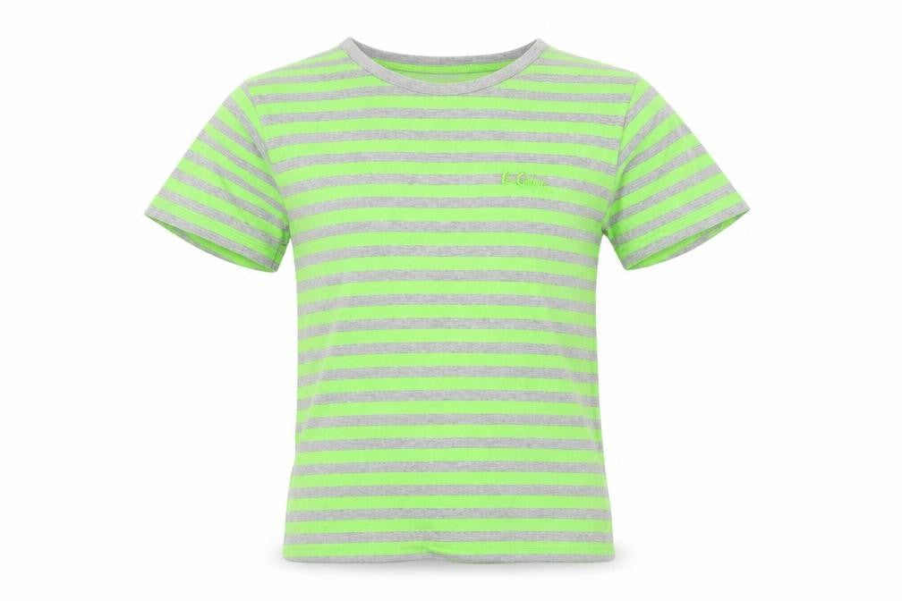 Front view of Lee Cooper boys’ grey striped basic t-shirt, size 7-8, years