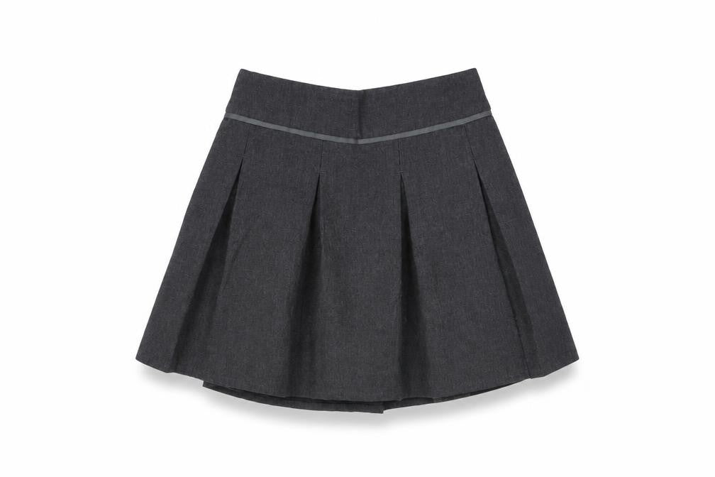 Front view of Tu girls’ grey a-line skirt, size 8, years - school