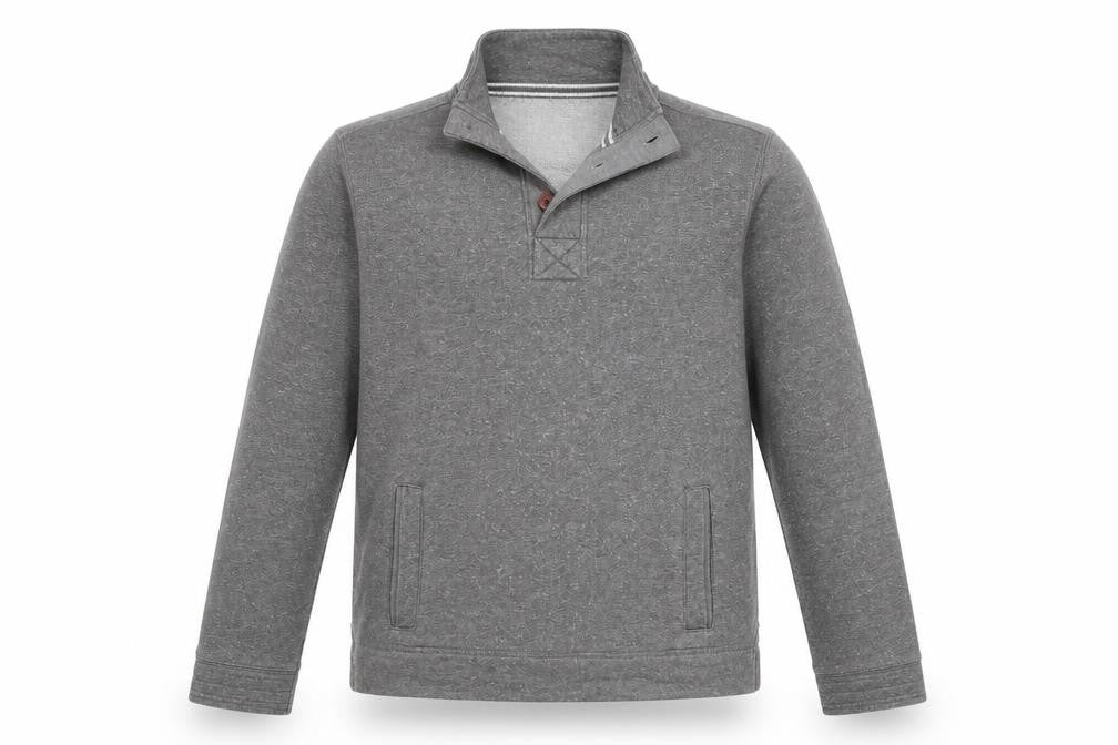 Front view of Boston Crew men’s grey jacket, size M