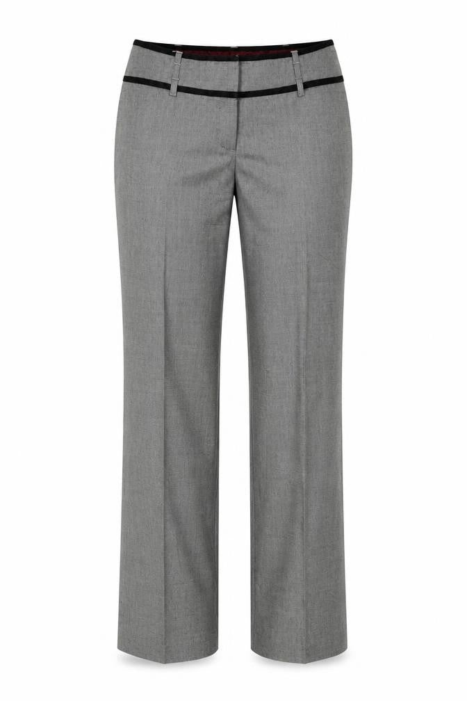 Front view of Next women’s grey trousers, size L, 27-inch leg