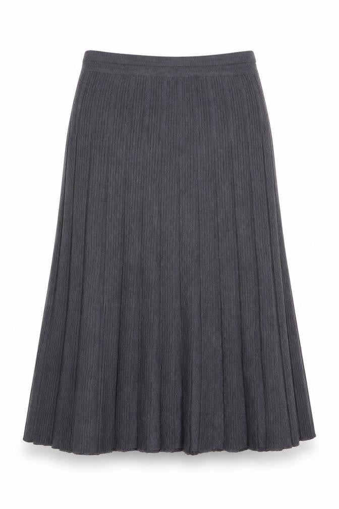 Front view of women’s grey rayon a-line, size UK 10