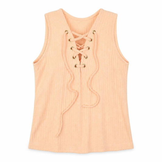 Front view of Select women’s orange basic tank, size UK 6